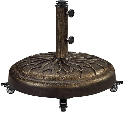 Yaheetech 20,6 kg Sonnenschirmständer mit Rollen ø50,5 cm Schirmständer Sonnenschirm Stabiler Schirmhalter für Schirmstangen von 34/38/48 mm für Garten/Balkon/Strand, Bronze