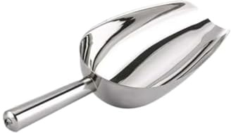 MSQUARE Stainless Steel Ice Scoop, Heavy-Duty Food-Grade Metal Ice Shovel with Ergonomic Handle, Rustproof Polished Ice Scooper for Ice Maker, Freezer, Bar, Candy, Flour & Dry Goods, Dishwasher Safe