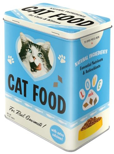 Nostalgic-Art Retro Vorratsdose L, 3 l, Cat Food – Love Mix – Geschenk-Idee für Katzen-Besitzer, Große Blech-Dose für Trockenfutter, Vintage Design