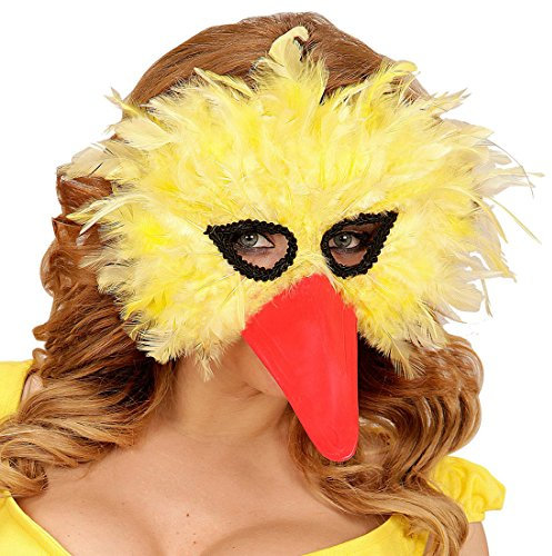 NET TOYS Gelbe Vogelmaske Federmaske Vogel Bibo Schnabelmaske Tiermaske Strauß