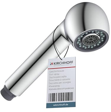 KIRCHHOFF 96219560 Ersatz-Brausekopf für Niederdruck-Küchenarmaturen, Universal-Geschirrbrause G1/2, Ersatzkopf für ausziehbare Armaturen, Ersatz-Sprühkopf, Chrom