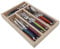 Ménagère 24 pièces Laguiole couleur London mix en range-couverts en bois naturel