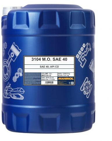 MANNOL 3104 M.O. Motorenöl SAE 40, mineralisch für Dieselmotoren 10L | Einbereichsöl für hoch belastete Dieselmotoren, API CH-4, MIL L 2104 C, für Volvo und Caterpillar, geringer Ölverbrauch