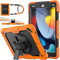 SEYMAC stock Case for iPad 9th/ 8th/ 7th Generation 10.2'', Shockproof Case with Screen Protector Pencil Holder [360° Rotating Hand Strap] & Stand, Case for iPad 10.2 inch 2021-2019, Orange