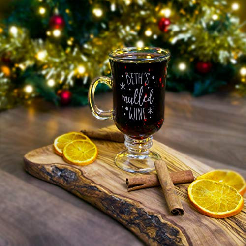Christmas mulled wine glass personalised with name.