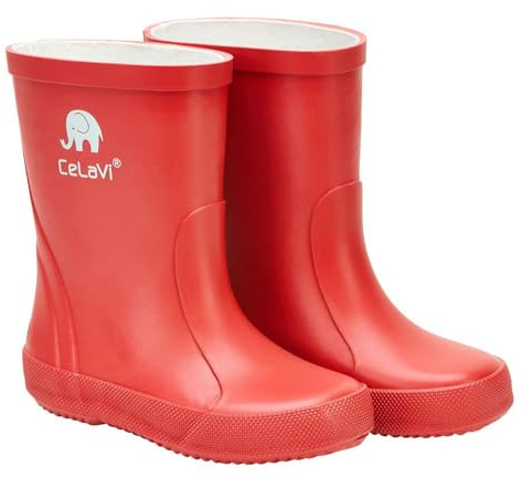CELAVI Basic Wellies-solid Gummistiefel, Red, 34 EU