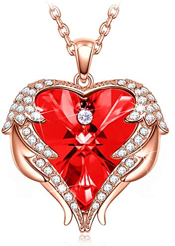 Kate Lynn Halskette Geschenke für Frauen, Muttertagsgeschenk für Damen, Schutzengel Herz Kette für Damen Anhänger, Kristalle aus Österreich, Jubiläum Geburtstag Geschenke für Freundin/Mama