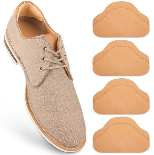 SULPO 4 Paare Echt-Leder Fersenpolster - Fersenschutz gegen Blasen & Reibung - Fersenkissen für Schuhe - Schuh Fersen Reparatur - Selbstklebende Heel Pads - Antirutsch Hackenpolster - Natural Beige