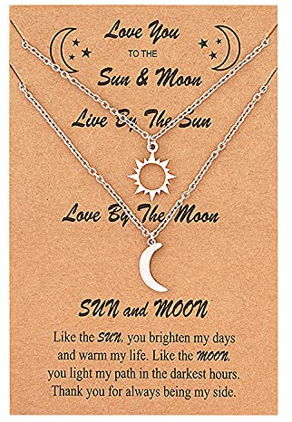 free-space Inspirierende Sonne und Mond Halsketten Beste Freundschaft Freundschaft Anhänger Halsketten Schmuck Geschenk für Frauen Teen Mädchen (SUN*MOON)