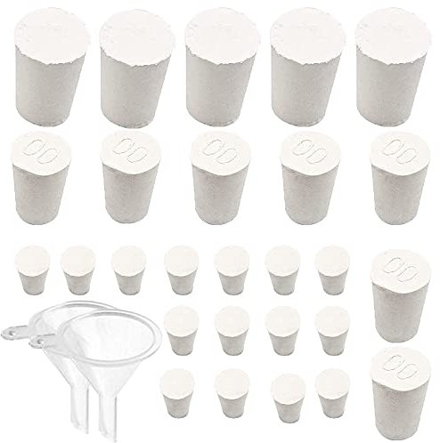 Dielianyi 27PCS Rubber Stopper for Salt and Pepper Shakers, Ceramics Piggy Bank 3 Sizes Replacement Round Stoppers, Hole Plug, Insert Shaker Jars Jugs Crafts Holes, White