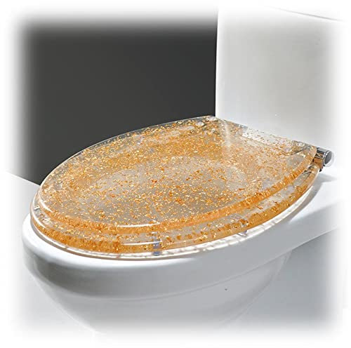 MZTYH Toilet Seat Soft Close, Oval Glitter, Easy to Clean, Resin, Eclectic