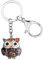 Emaille Legierung Anime Blume Eule Schlüsselanhänger Vogel Mode Schmuck für Frauen Mädchen Charme Geschenk (Braun), 28mm x