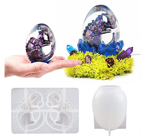 Yalulu 2 Stücke Eiform Kristall Nachtlicht Epoxidharz Silikonform Resin Silikon Form Kugel Forme für Tischdekoration Nachtlicht