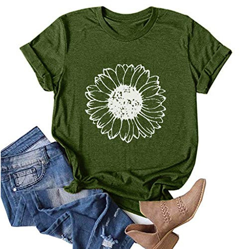Ronony Sweatshirt Damen Oversized Kurzarm Baggy Rundhals T-Shirt Mode SchöN Drucken Sportshirt Casual Lose Basic Shirts Teenager MäDchen Frauen Hemd Tunika Fitness Sport Basic LäSsig Oberteile Tops