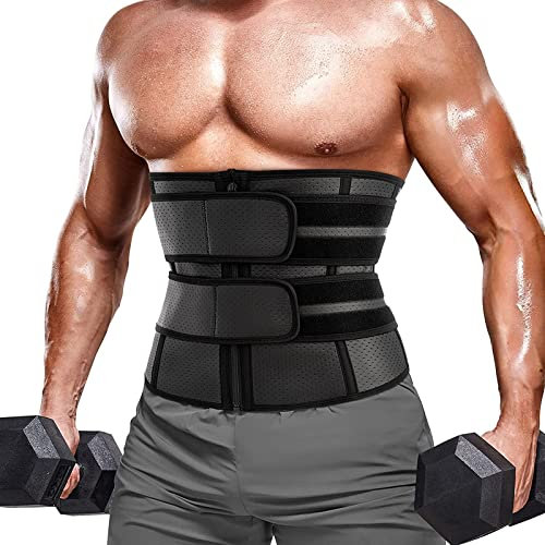 Chumian Men Waist trimmer Sweat Belt Waist Trainer Neoprene Tummy Control Shapewear Slimming Body Shaper Band (S, Black)
