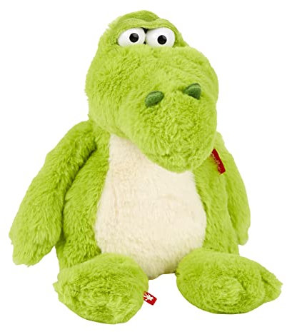 SIGIKID 42967 Mood Pet Krokodil, Stimmungskuscheltier, veränderbarer Gesichtsausdruck Dank Mimikfalte: Gefühle zeigen, spielen, kuscheln, für Kinder ab 12 Monaten, Grün/Krokodil 34 cm