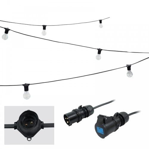 PCE 50m BC Festoon, 0.5m Spacing with 16A Plug and Socket