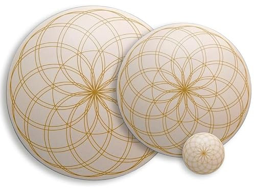 Untersetzer harmonei® im 3er-Set - Blume des Lebens Gold - energetisiert - für Gläser Teller und Töpfe - 1,5 mm dick und pflegeleicht – Deko für Zuhause