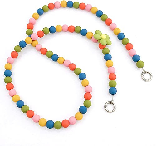 Universale Bunte Blumen Perlen Handykette Taschenkette,Handy Lanyard Handy Hülle Anhänger Handgelenkschlaufe Kette Handy Umhängeband Hängen Chain Perlen Telefon Kette Trageriemen für Handy Tasche