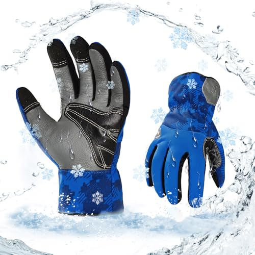 Vgo... 1Paar Winter-Arbeitshandschuhe aus Rindsleder, wasserdicht, Sicherheitshandschuhe für kalte Lagerung oder Gefrierschrank, w/3M Thinsulate Lining 0℃/32°F (CA9790FLWP)