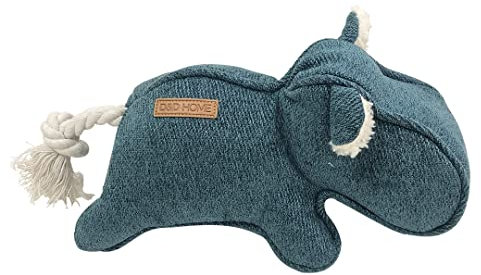 D&D Home, Hundespielzeug, Modell Emmy, Blau, Elegantes Spielzeug aus Chenille-Stoff für Hunde, Füllung 100% Polyester, mit 2 Squakern in der Schnauze und einem Schwanz aus natürlicher Baumwollseil