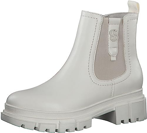 s.Oliver Damen Chelsea Boots mit Reißverschluss Vegan, Beige (Cream), 39 EU