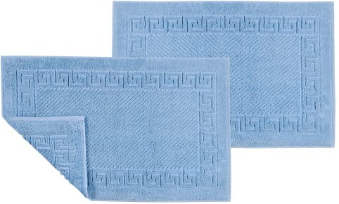 ASTREA TEXTILES Tappetino da bagno per bagno, 100% cotone, set di 2 pezzi (blu chiaro)