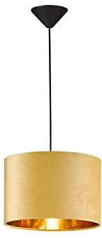 Pendelleuchte mit Lampenschirm Samt Gelb - innen Gold Ø 30cm