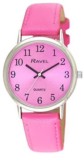 Ravel - Montre Ronde Brighter Days pour Femmes, Ton Argenté - Quartz Analogique - R0140.05.1 - Rose Fuchsia