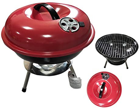 BLUNOA 14 Zoll Holzkohle Barbecue Grill BBQ Grillen Trolley Transportabel Mit Rädern Und Edelstahlgrill Für Familie BBQ Party Outdoor Garten Für 4-5 Personen