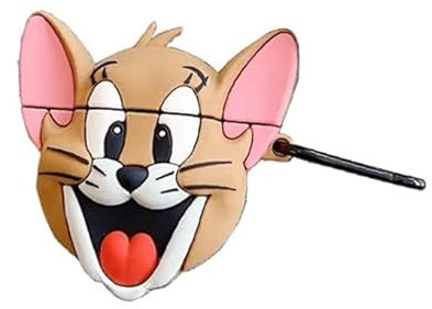 Tom & Jerry 3D Cute Cartoon Silikon Airpods 1 & 2 Hülle mit Schlüsselanhänger, stoßfeste Schutzhülle für Airpods Pro (Jerry Airpods Hülle, Airpods 1 & 2 Gen)