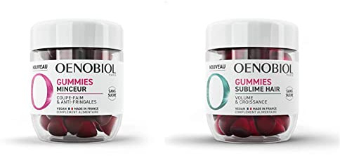 OENOBIOL GUMMIES Minceur - Réduit les sensations de faim, limite les fringales - 60 Gummies & GUMMIES Sublime hair - Favorise la croissance, Redonne du volume - Programme 1 mois - 60 Gummies