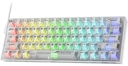 Redragon K617 SE 60% Wired RGB Gaming Keyboard, 61 tasti Tastiera meccanica compatta completamente trasparente w/scheda traslucida, interruttore lineare personalizzato, driver professionale/software