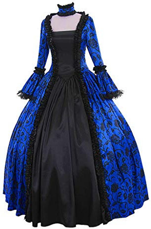 Mittelalter Kleid Damen - mittelalterliches Renaissance-Kleid Gebunden Taille Langarm Barock Rokoko Kleidung Elegantes Maxikleid Schnürkleid Fasching Partykleid Cosplay Kostüm