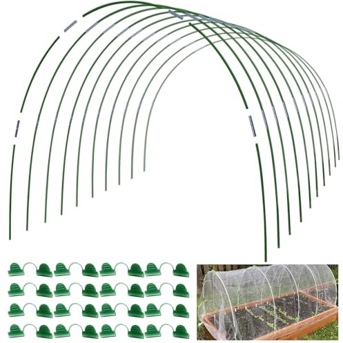 MAXPACE Cerchi per serra per tunnel di crescita da 0,8 m o più ampio, telaio in fibra di vetro antiruggine per tessuto da giardino, pali da giardino fai da te, forniture per giardinaggio, 50 pezzi