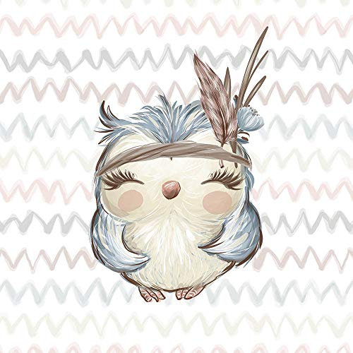 1 Eulen French Terry Sweat Stoff Panel für Kinder zum Nähen, 40x50cm, Sommersweat Sweatstoffe für Kinder mit Waldtiere - Tiere Stoffe - Kinderstoff Waldfreunde - süße Eule