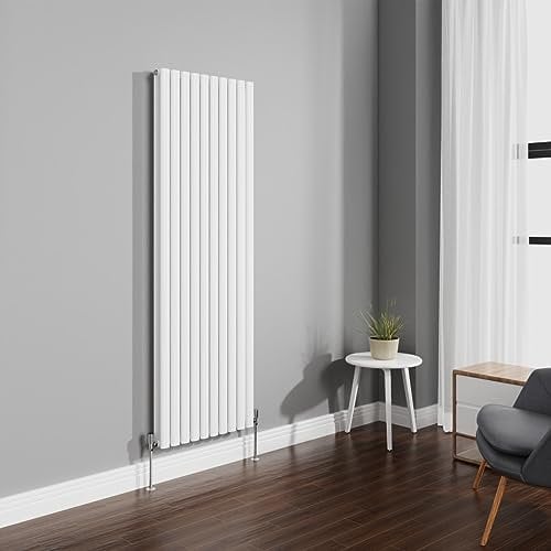 NRG 1800x590mm Gloss White Radiator Vertical Oval Panel Bathroom Designer Double Rad Central Heating