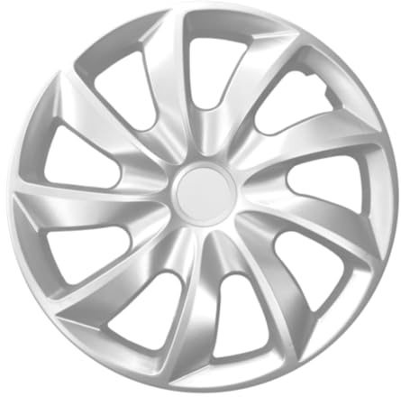 Luckyberg Radkappen 15 Zoll Quad | Radzierblenden 4er-Set für die meisten Automarken und Stahlfelgen, Zierkappen in vielen Farben. Felgenabdeckung für Autofelgen. (15 - Silver)