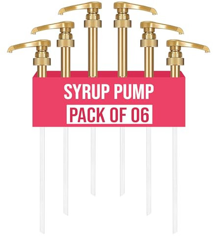 Coffee Syrup Pump Dispenser Fits 750ml Torani, Davinci, Jordan's Skinny (Monin 33.8oz Plastic Bottles) 1 Pack (6 Count (Pack of 1))
