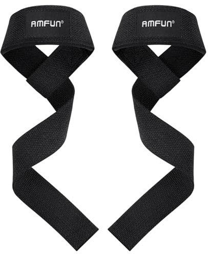 AMFUN Zughilfen für Krafttraining und Bodybuilding, Zughilfen Krafttraining Lifting Straps (Gepolstert), Kreuzheben Gurte, Profi Lifting Straps für Fitness, Powerlifting für Frauen und Männer