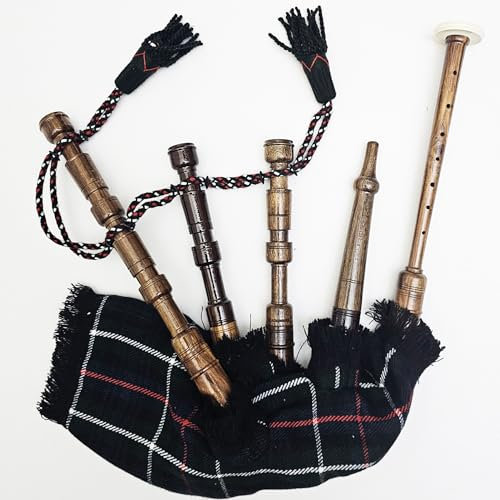 Dragon Kids Highland Scottish Mini Dudelsack Junior voll spielbares Set verschiedene Tartans mit 2 Blättern