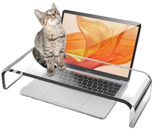 CalorMixs Anti-Cat Acrylic Keyboard Protector Cover,Computer Monitor Stand Prevent Cat Trampling Laptop Stand