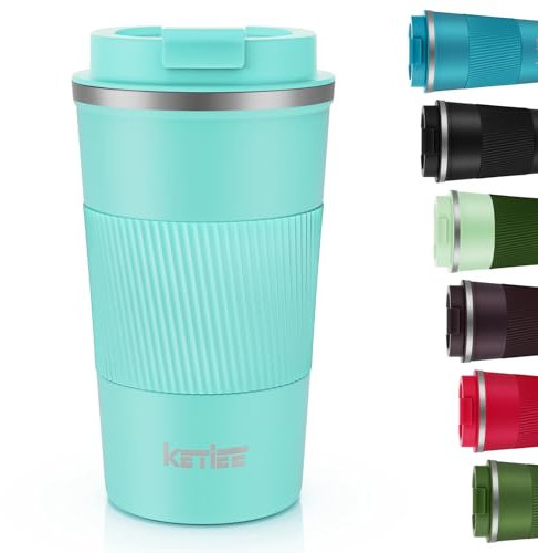 KETIEE Kaffeebecher to go,510ml Thermobecher Kaffee-to-go,Kaffeebecher Thermo,Doppelwandig Reisebecher Travel Mug,Vakuum Isolierbecher mit auslaufsicherem Deckel für Kaffee und Tee,Türkis