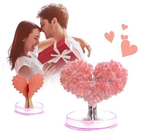Aibyks Magischer wachsender Baum | herzförmiger Papierbaum - Magisch wachsende Kristallbäume, Kunst- und Bastelsets für Kinder, Valentinstagsgeschenke