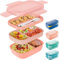 Txeouse Lunchbox Brotdose mit Fächern 1900ML Kinder/Erwachsene Bento Box 3 Schichten Reisen Brotzeitbox with Cutlery, Lunch Box for Work/Picnic (Rosa)