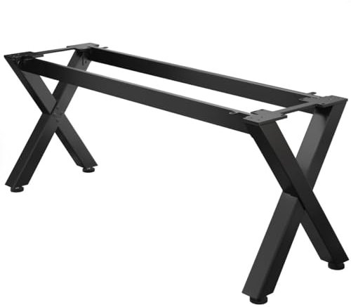 GGMMÖBEL Juana | Tischbeine Metall Schwarz | 2 Stück X Form Tischkufen mit 2 x Verbinder | L: B: H: 199 x 60 x 73cm | Möbelkufen für Schreibtisch, Esstisch