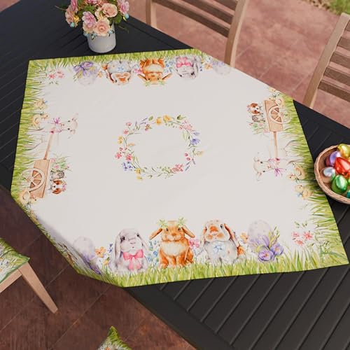 PETTI Artigiani Italiani - Ostertischdecke 90 x 90 cm aus schmutzabweisender Mikrofaser, elegant und waschbar, Mittelstück für Ostern, raffinierte Dekoration, 100 % Made in Italy
