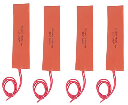 4 Stück Silikon-Gummi-Heizkissen, Flexible Silikon-Heizmatte, Gummi-Heizdecke, 20 W, 12 V, für Industrieanlagen, Rohre, Tanks