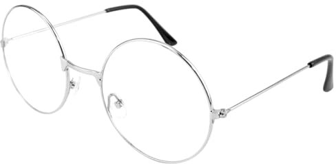LNQ LUNIQI Runde Brille Ohne Stärke Herren Blaulichtfilter Brille Damen Ohne Stärke Metall Brillen für Erwachsene Kinder, Silber