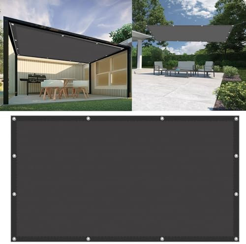 Sonnensegel Wasserdicht Sonnenschutz 4.5 x 4.5 m PES Polyester Imprägniert Uv-Schut Sonnensegel für Gartenpavillon mit Ösen Ohne Bohren für Garten Balkon, Schwarz